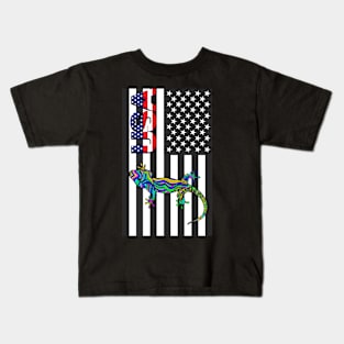 Island night lizard usa flag Kids T-Shirt